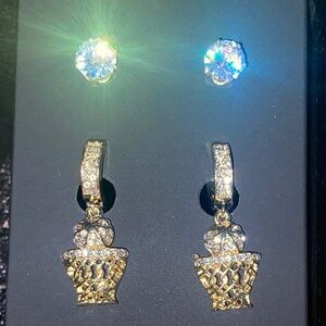 Elegant Gold and Silver Earrings Set